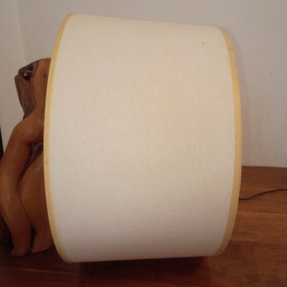 MID CENTURY Handmade Cypress Knee Table Lamp w Drum Lampshade 1950s *WORKS* - Picture 12 of 15